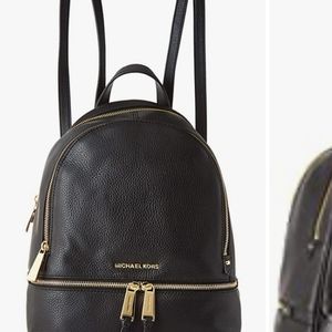 Michael Kors Rhea Medium Leather Backpac black